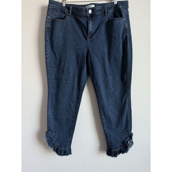 LANE BRYANT Women’s Mid Rise Super Stretch Skinny Jeans Ruffle Bottoms SIZE 22 - Picture 8 of 9